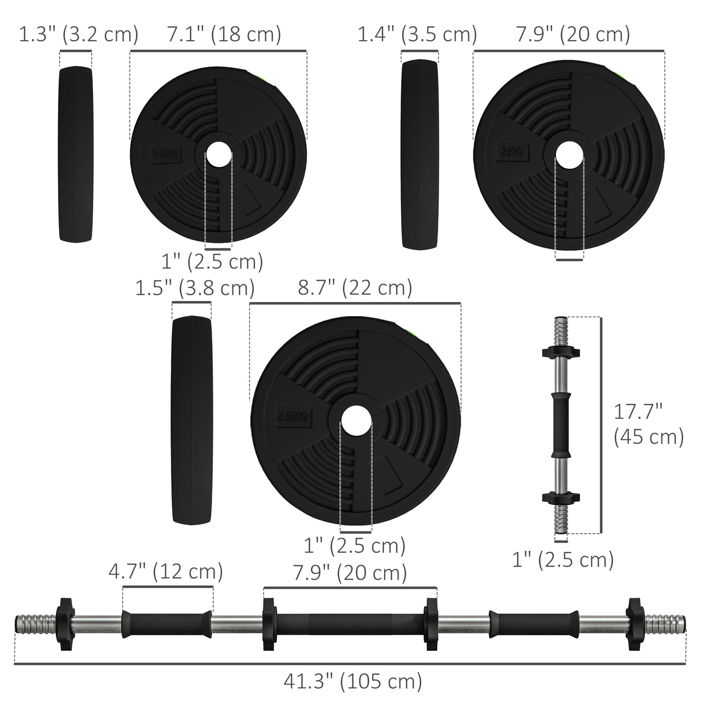 Soozier 55LBS 2-in-1 Adjustable Barbell & Dumbbells Set, Weights Set with Non-slip Handles for Men and Women Home Gym Tr