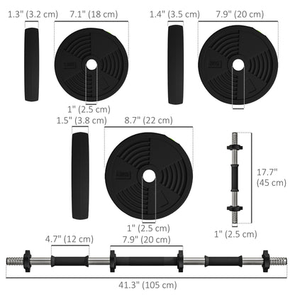 Soozier 55LBS 2-in-1 Adjustable Barbell & Dumbbells Set, Weights Set with Non-slip Handles for Men and Women Home Gym Tr