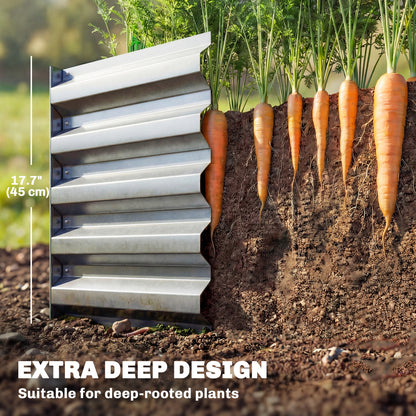 8 x 2.6 x 1.5ft Galvanized Raised Garden Bed, Reinforced Outdoor Planter Box with Open Bottom, Silver