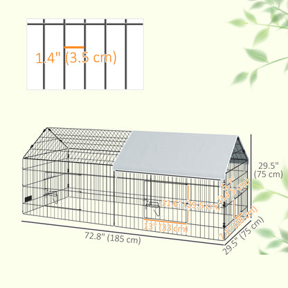 73" Small Animal Cage with Roof, Indoor/Outdoor Use,  for Chicken, Rabbits, Chinchillas, Silver