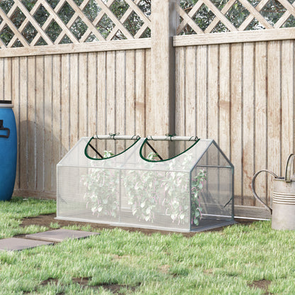 47" x 24" x 24" Portable Mini Tunnel Greenhouse Garden Planting Outdoor Flower Warm House Box with 2 Windows Steel Frame