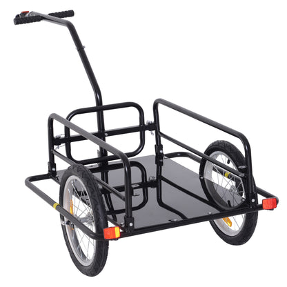 VarietyKart Folding Bicycle Cargo Trailer Utility Bike Cart Carrier for Garden Patio with Hitch Black