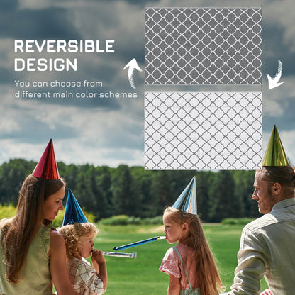 Waterproof  Outdoor Rug, 6' x 9' RV Rug Reversible Mat for Backyard, Deck, Picnic, Beach, Camping, Grey & White Net