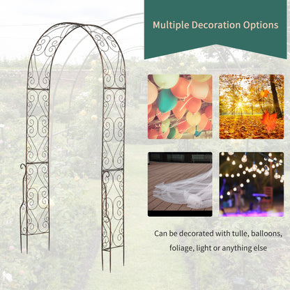 7.5ft Garden Metal Arch Outdoor Walkway Arbor for Decorative Climbing Vine Plants Party Wedding Ceremony Decoration Acce