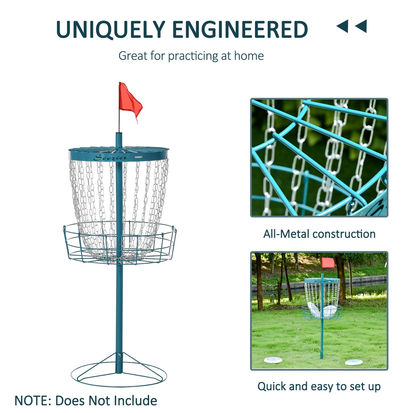 Soozier 24-Chain Portable Practice Basket for Disc Golf Target Stand Easy Assembly & Lightweight Basket w/ Carry Bag Nav