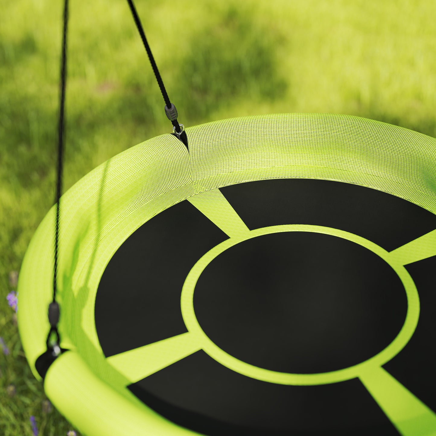 Qaba 100cm Diameter Nest Seat for Kids with Height Adjustable Hanging Ropes for Outdoor, Playground, Garden, Green