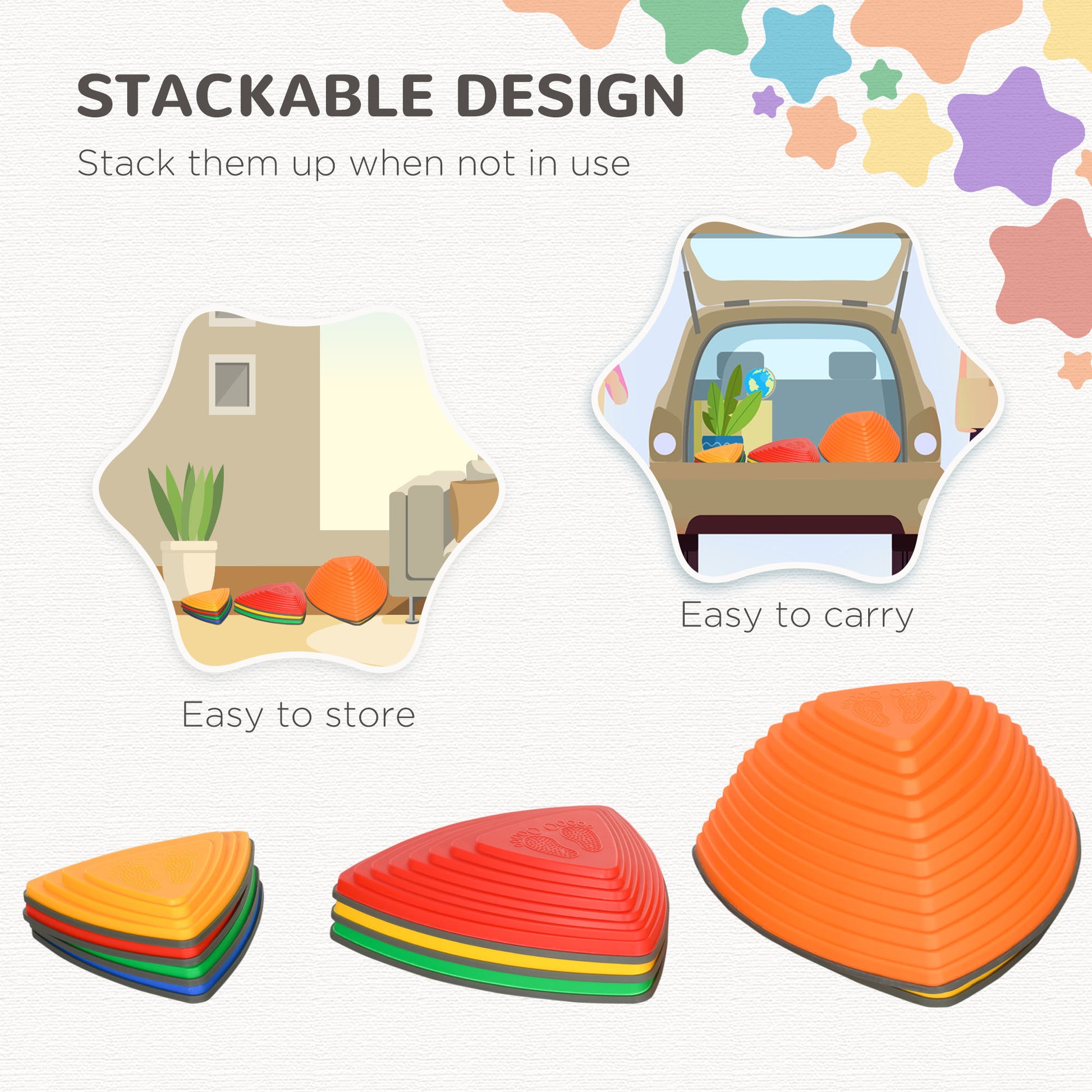 11 PCs Stepping Stones Kids with Non-slip Rubber, Stackable Balance Step Stones for Obstacle Course Sensory Play, Outdoo