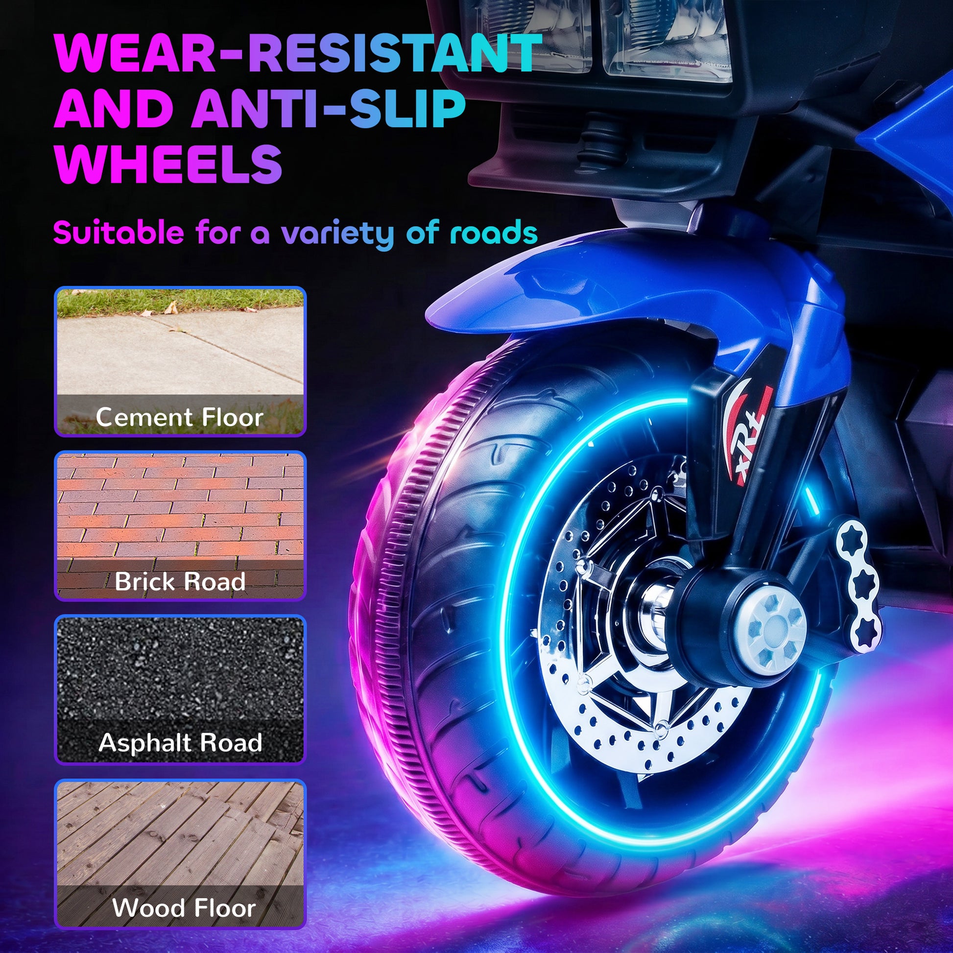 VarietyKart Kids Electric Pedal Motorcycle Ride-On Toy 6V Battery Powered w/ Music Horn Headlights Motorbike for Girls B