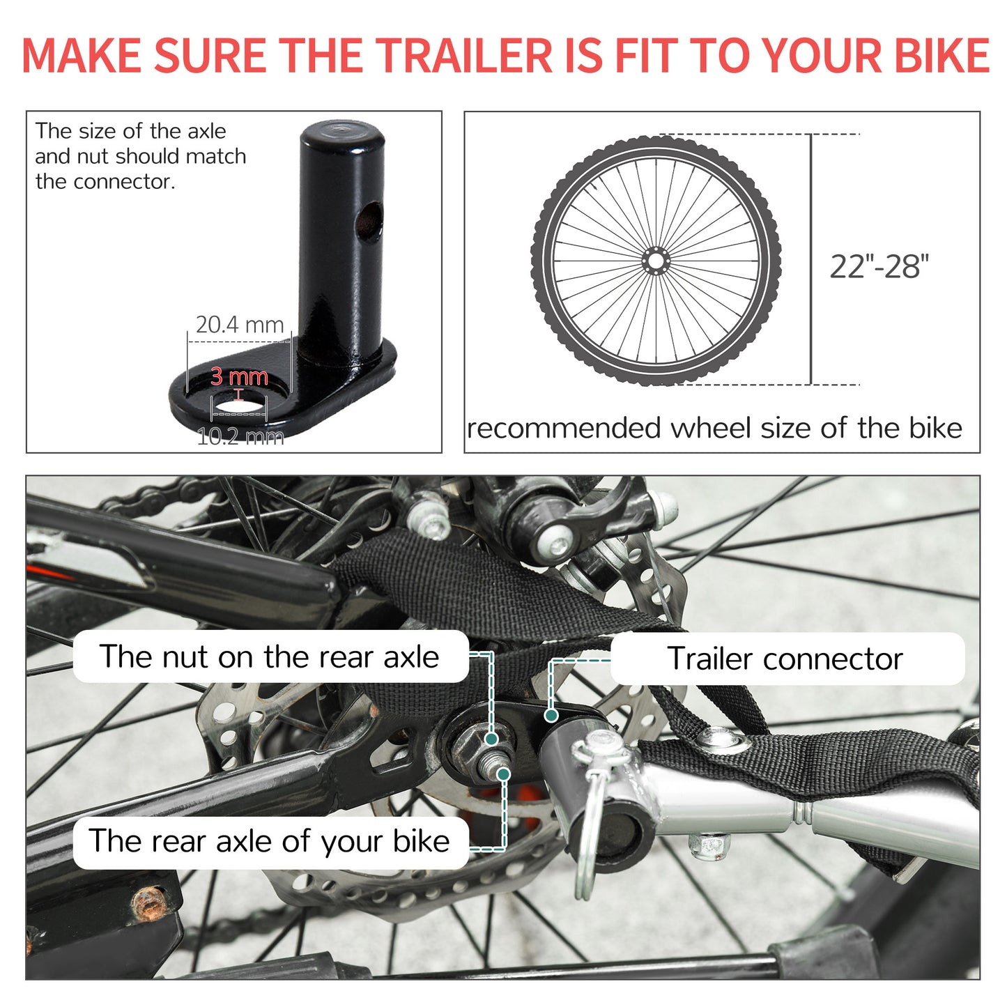 VarietyKart Bike Cargo Trailer Bicycle Luggage Carrier Cart with Cover Black Red