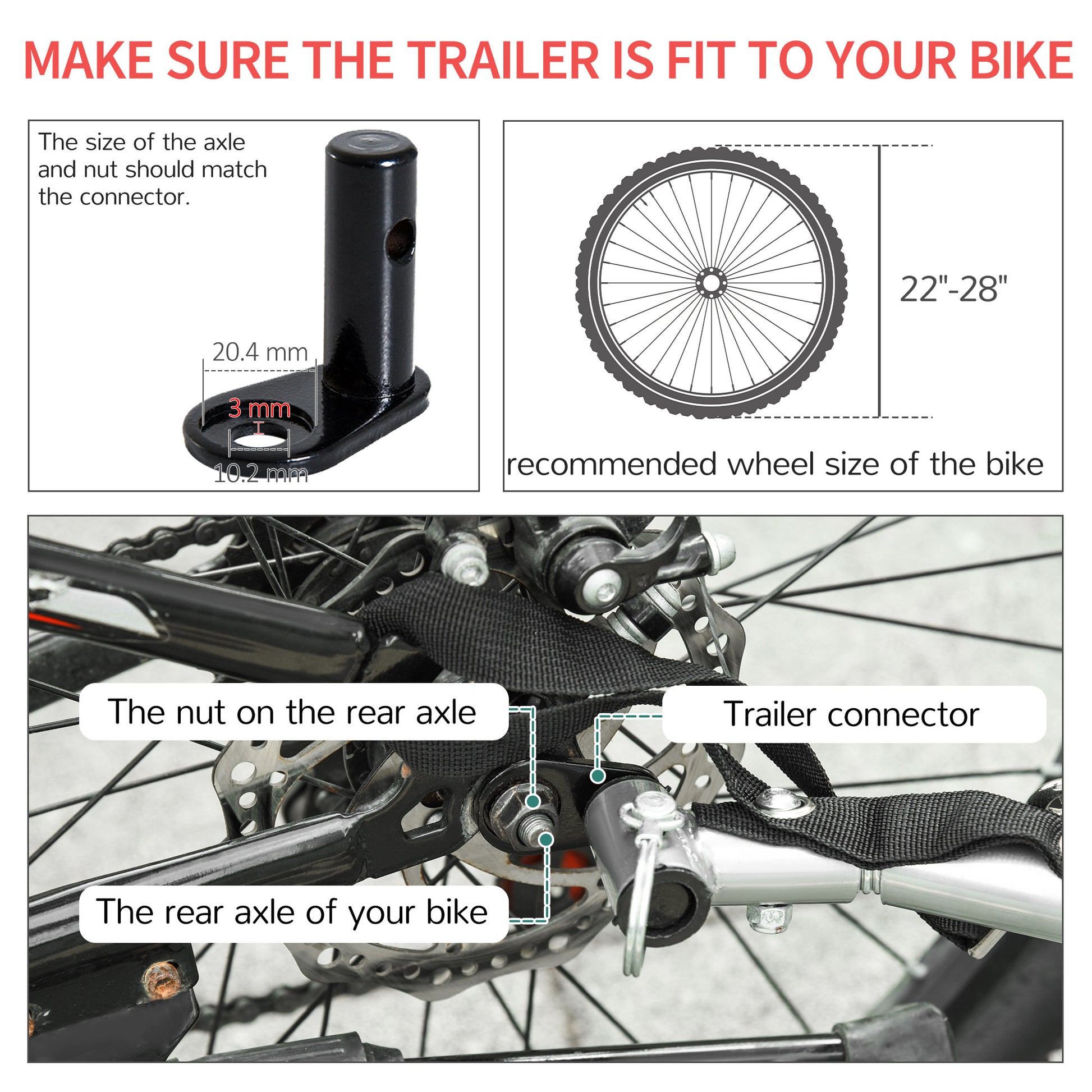 VarietyKart Bike Cargo Trailer Bicycle Luggage Carrier Cart with Cover Black Red