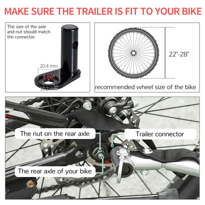 VarietyKart Bike Cargo Trailer Bicycle Luggage Carrier Cart with Cover Black Red