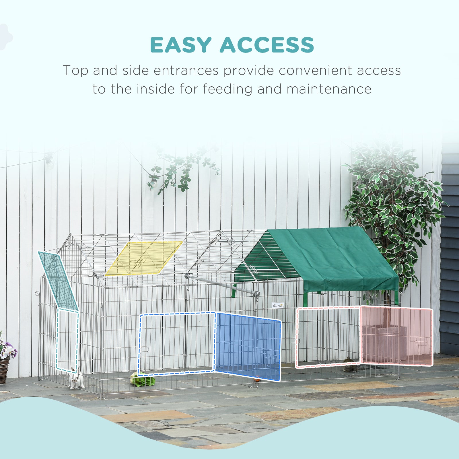 Pet Playpen with Roof, Metal Guinea Pig Cage, Rabbit Pen, Chicken Coop Run, Catio Cat Enclosure with Cover, Doors, Indoo