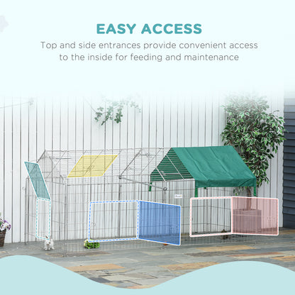 Pet Playpen with Roof, Metal Guinea Pig Cage, Rabbit Pen, Chicken Coop Run, Catio Cat Enclosure with Cover, Doors, Indoo