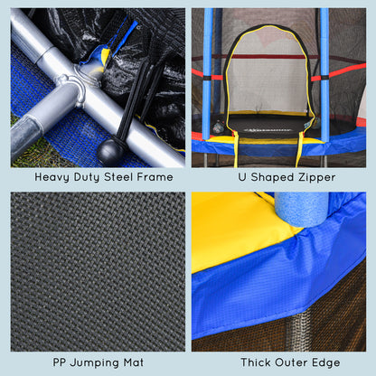 55" Kids Trampoline with Enclosure Net for Indoor/Outdoor, Trampoline for Boys and Girls Age 3-6 Years, Multi-Coloured