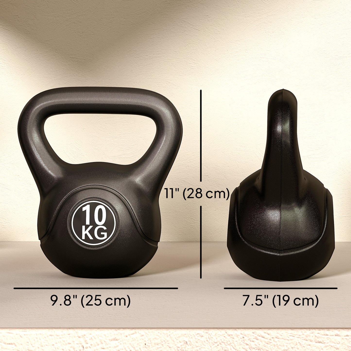 Soozier 22lb Fitness Kettlebell, Plastic Exercise Weight, Weightlifting Tools with Sand, Handle, Noise Reduction for Hom