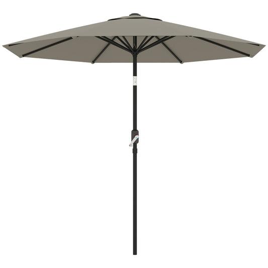 Aluminum Patio Umbrella, Garden Outdoor Parasol, Sun Shelter, 8.5ft, Light Grey