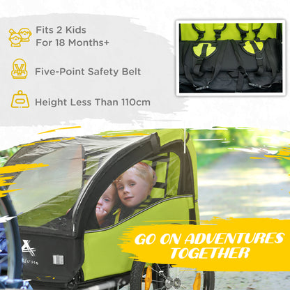VarietyKart 2 Seat Bike Trailer for Kids, Baby Stroller with Storage Bag, 5 Point Harness, Bicycle Trailer with 20" Whee