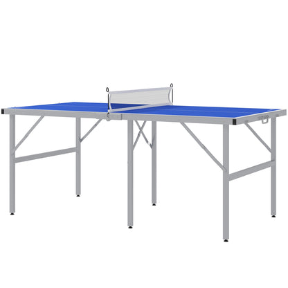 Soozier Portable Ping Pong Table Set, Table Tennis Table w/ Net, 2 Paddles, 3 Balls for Outdoor and Indoor, Easy Assembl
