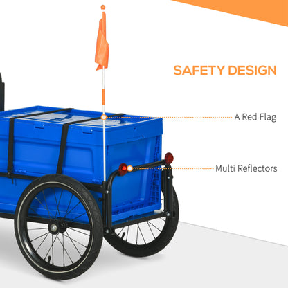 VarietyKart Steel Trailer for Bike, Bicycle Cargo Trailer with Foldable Storage Box and Safe Reflectors, Max Load 88LBS,