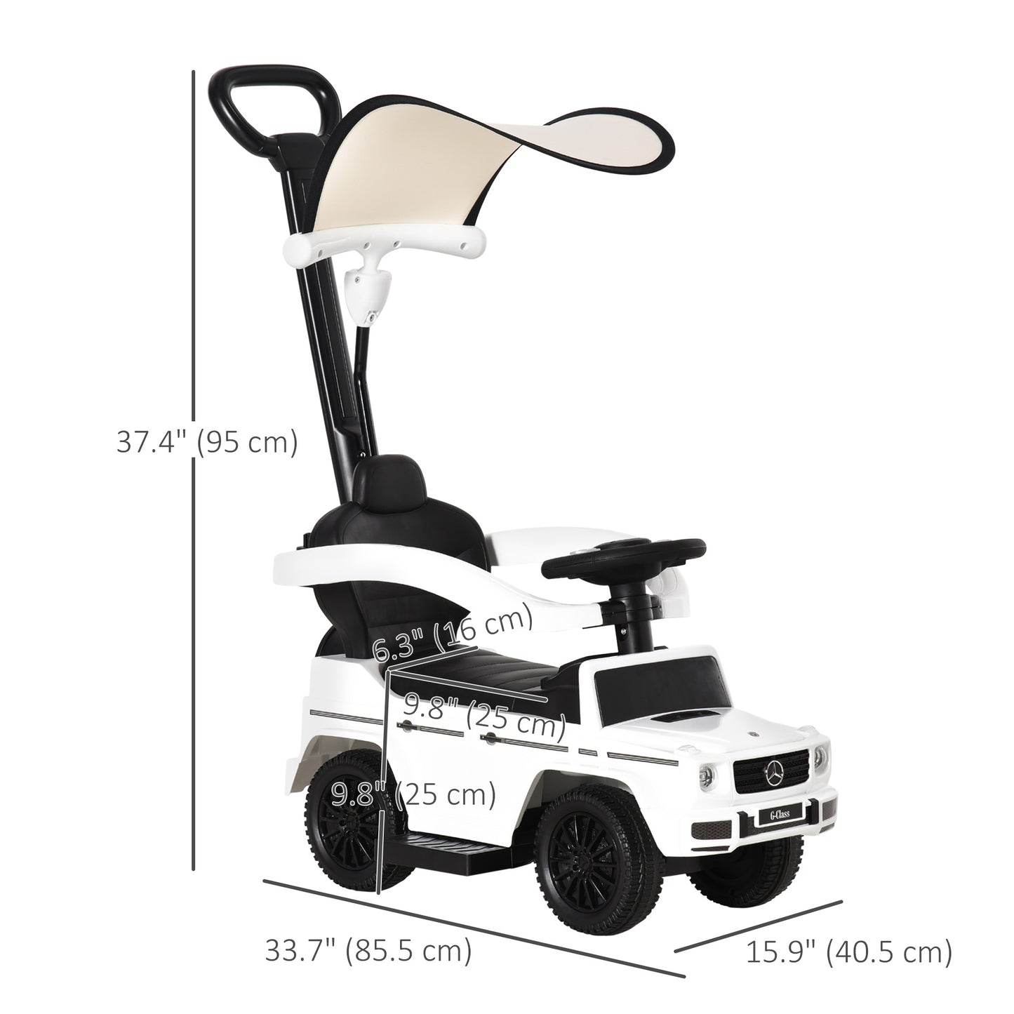 VarietyKart Mercedes-Benz G350 Licensed Push Car, 3-in-1 Toddler Sliding Car with Horn, Steering, Foot Rest, Seat Storag