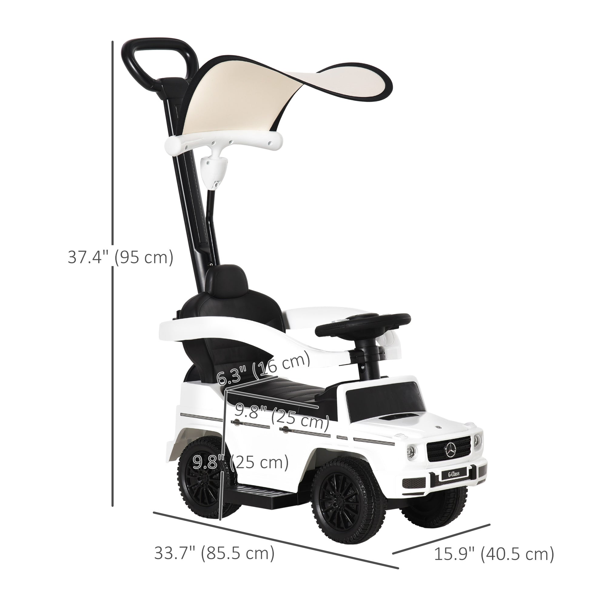 VarietyKart Mercedes-Benz G350 Licensed Push Car, 3-in-1 Toddler Sliding Car with Horn, Steering, Foot Rest, Seat Storag