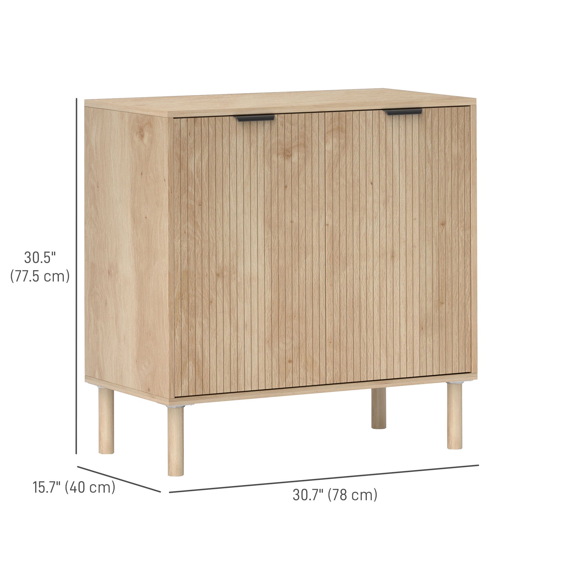 Accent Cabinet with Doors & Adjustable Shelf, Freestanding Console Cabinet with Wood Legs, Elevated Base for Living Room