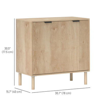 Accent Cabinet with Doors & Adjustable Shelf, Freestanding Console Cabinet with Wood Legs, Elevated Base for Living Room