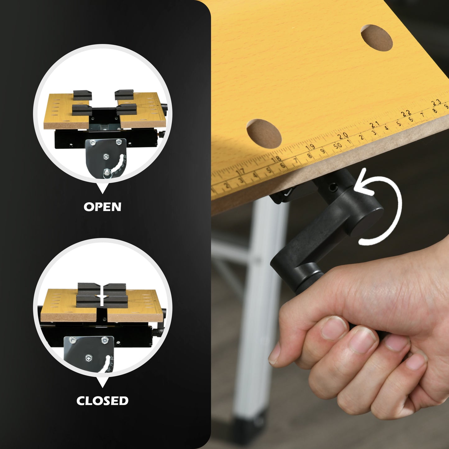 Portable Work Bench, Workshop Tool Stand with 6-Level Height Adjustable Work Table, Carpenter Saw Table with 4 Clamps, S