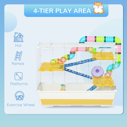 31" Large Hamster Cage, Small Animal House, Multi-storey Gerbil Haven, Tunnel Tube System, with Water Bottle, Exercise W