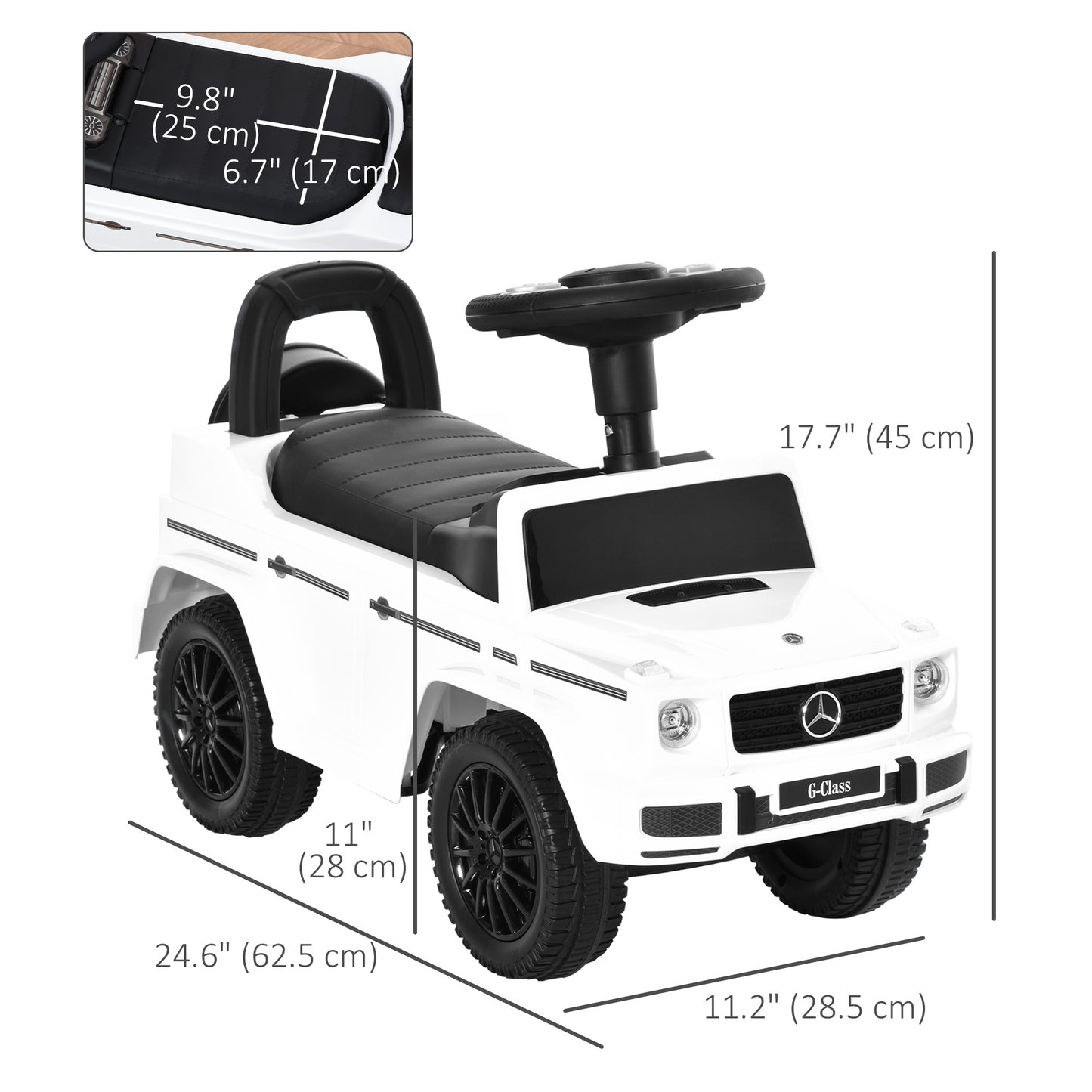 VarietyKart Compatible Baby Toddler Push Car Foot-to-Floor Ride-On Wheel Mercedes-Benz G350 Licensed White