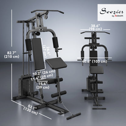 Soozier Home Gym Equipment Weight Training Machine, Multifunction Workout Machine with 143lbs Weight Stack for Full Body