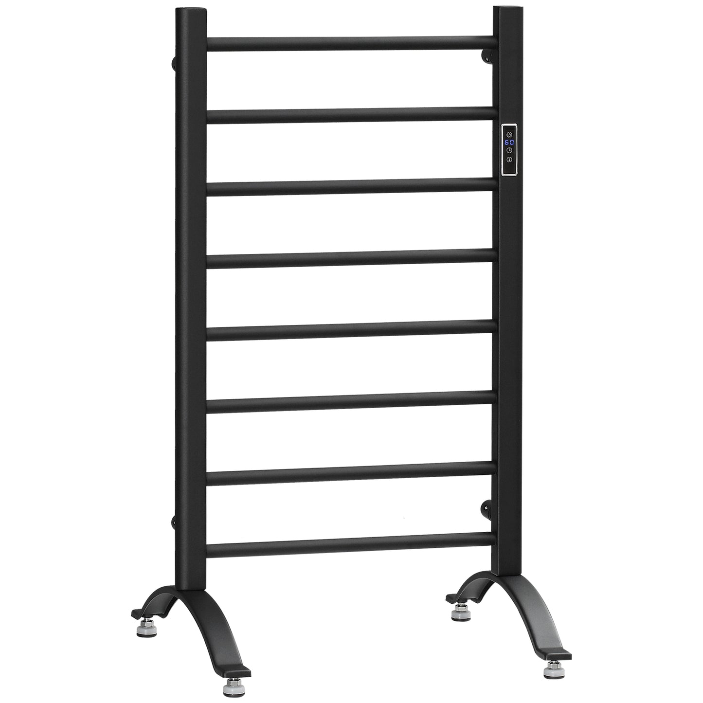 8-Bar Heated Towel Warmer Rack with Built-in Timer and LED Indicators, Wall Mounted & Free Standing Carbon Steel Electri