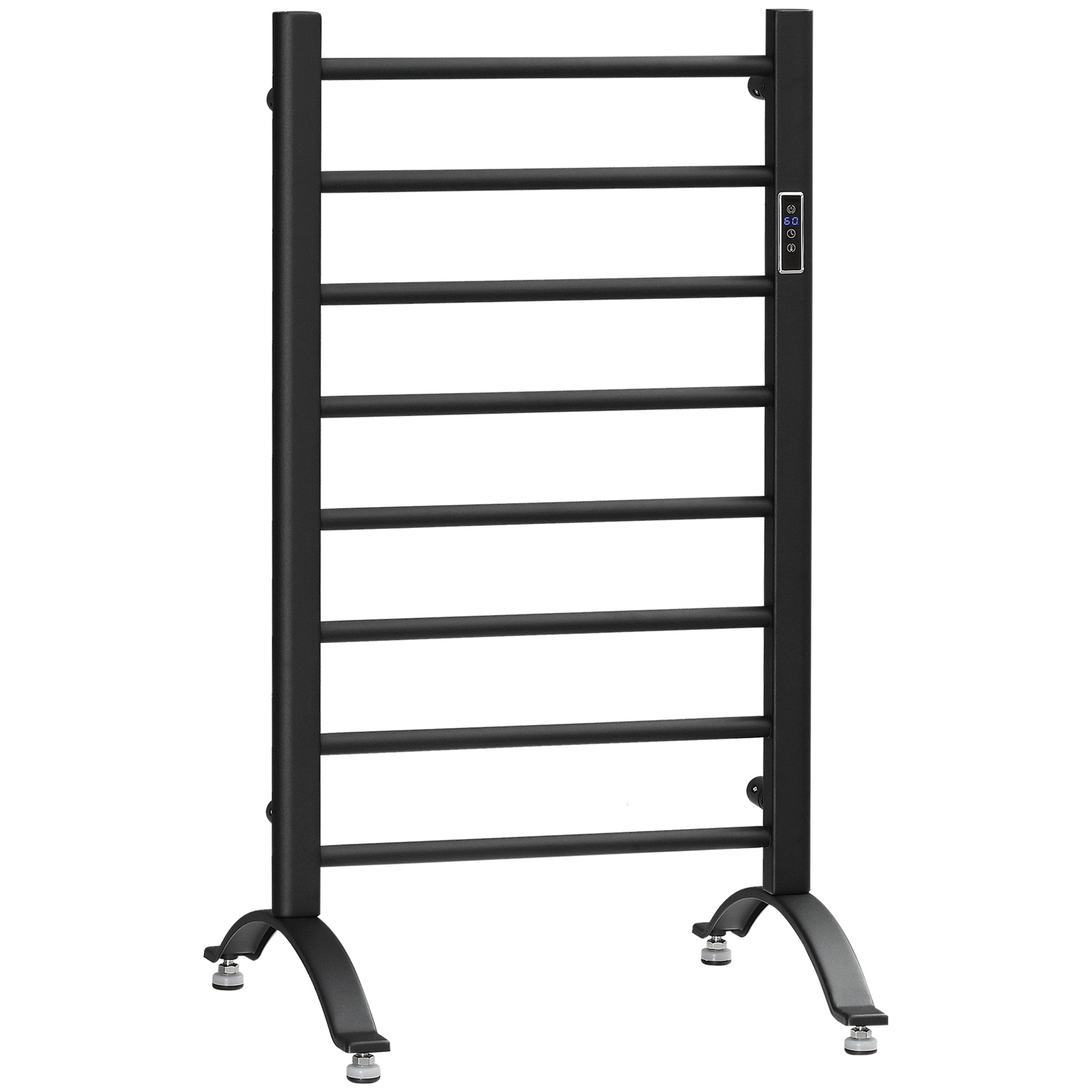 8-Bar Heated Towel Warmer Rack with Built-in Timer and LED Indicators, Wall Mounted & Free Standing Carbon Steel Electri