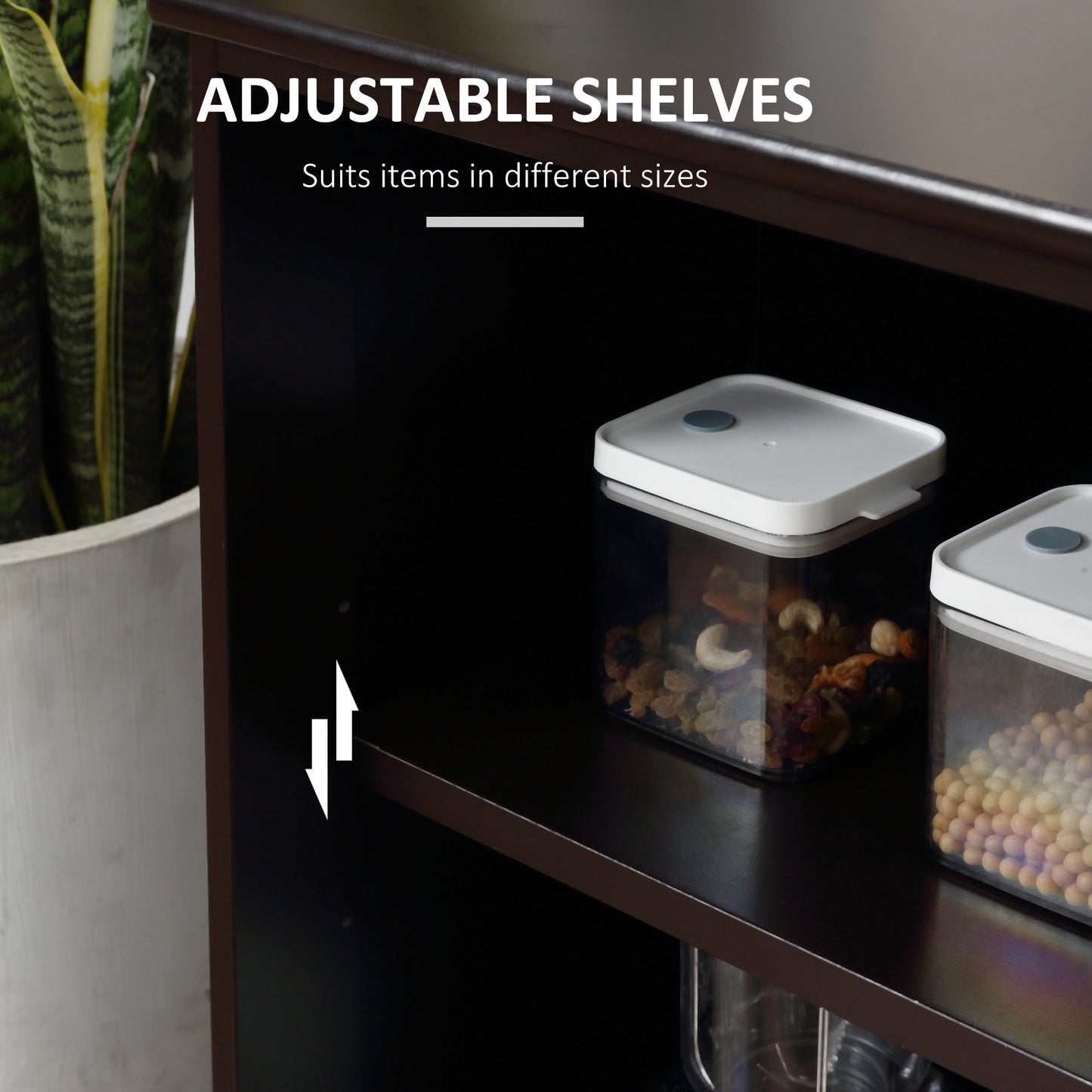 Modern Kitchen Sideboard, Stackable Storage Cabinet, Sliding Glass Door Console, Cupboard Serving Buffet for Kitchen & D