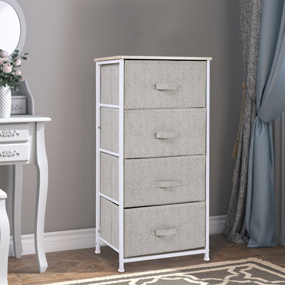 Linen Drawer Cabinet Organizer Storage Dresser Tower with 4 Removable Drawer Metal Frame Adjustable Feet for Living Room