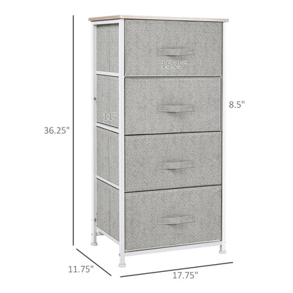 Linen Drawer Cabinet Organizer Storage Dresser Tower with 4 Removable Drawer Metal Frame Adjustable Feet for Living Room