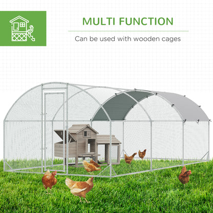 Galvanized Large Metal Chicken Coop Cage Walk-in Enclosure Poultry Hen Run House Playpen Rabbit Hutch with Cover for Out