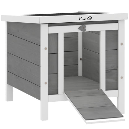 Wooden Rabbit Hutch, Bunny Cage with Waterproof & Openable Asphalt Roof, Outdoor Cat House Guinea Pig Cage Duck Shelter,