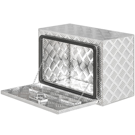 24 Inch Underbody Truck Tool Box, Heavy Duty Aluminum Tool Box, Storage Toolbox Chest Organizer with Lock and Keys