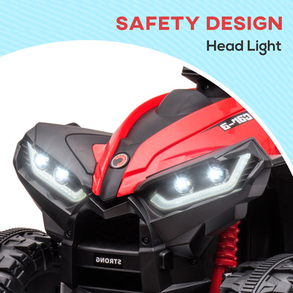 VarietyKart Kids 4 Wheeler Quad with Music, Headlights, High & Low Speed, Kids ATV for 3-5 Years Old Boys & Girl, Red