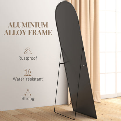 Arched Standing Mirror, 64" x 24" Full Length Mirror, Free Standing or Wall Mounted for Living Room, Bedroom, Black