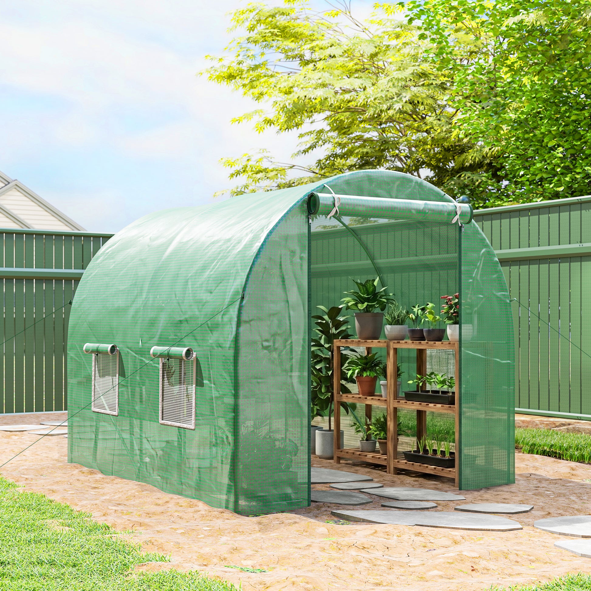 8'x6.6'x6.6' Heavy Duty Walk-in Greenhouse Garden Tunnel Hot House Outdoor Flower Vegetable Growth Warm House Roll Up Do