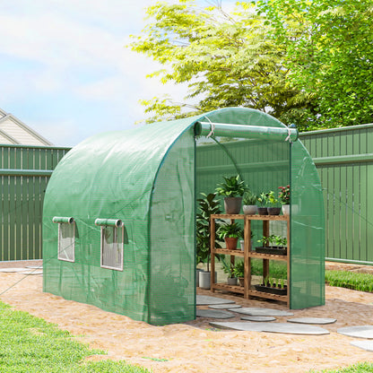 8'x6.6'x6.6' Heavy Duty Walk-in Greenhouse Garden Tunnel Hot House Outdoor Flower Vegetable Growth Warm House Roll Up Do