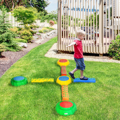 8pcs Balance Beam for Kids, 4 Sensory Pads and 4 Beams with Non-slip Surface & Bottom, Stackable Stepping Stones Kids fo