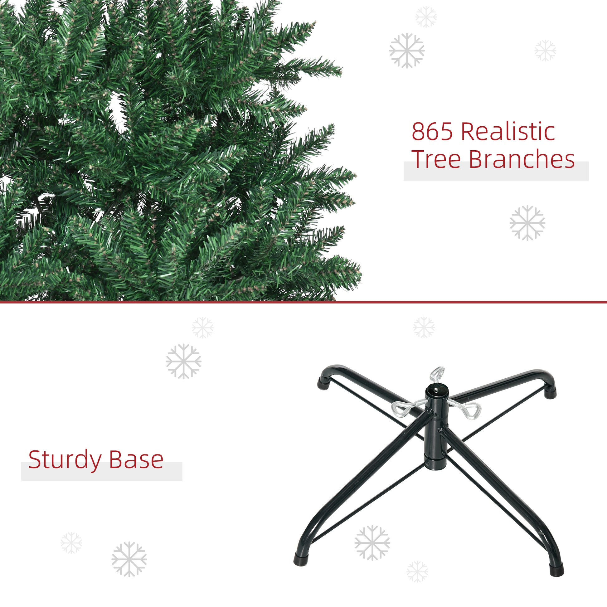 6.9ft Artificial Christmas Tree w/ Metal Stand Spruce Branch Tips Green