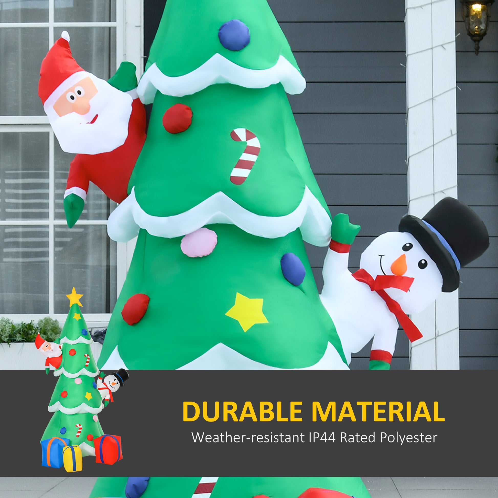 7 Feet Tall Christmas Inflatable Tree, LED Lighted with Santa Claus, Snowman and Gift Box for Home Indoor Outdoor Garden
