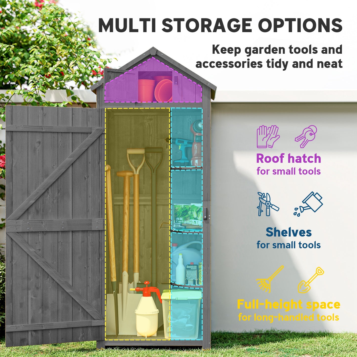 30" x 21" x 71" Garden Storage Shed, Sheds & Outdoor Storage Outdoor Workshop Yard Tool Utility Storage House Water-resi