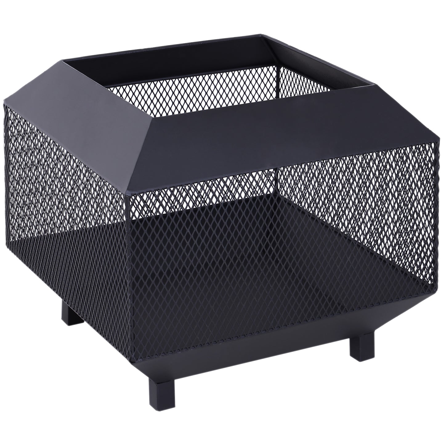 17" Outdoor Fire Pit with Fire Poker, Wood Burning Firepits, Portable Firepit for Patio Backyard Bonfire Camping, Black
