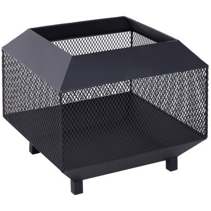 17" Outdoor Fire Pit with Fire Poker, Wood Burning Firepits, Portable Firepit for Patio Backyard Bonfire Camping, Black