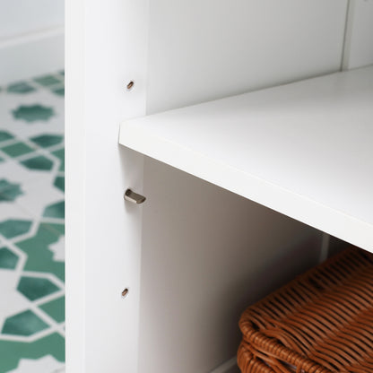 Modern Bathroom Floor Cabinet with Open Shelf, Freestanding Storage Organizer Unit with Single Door for Home Office, Liv